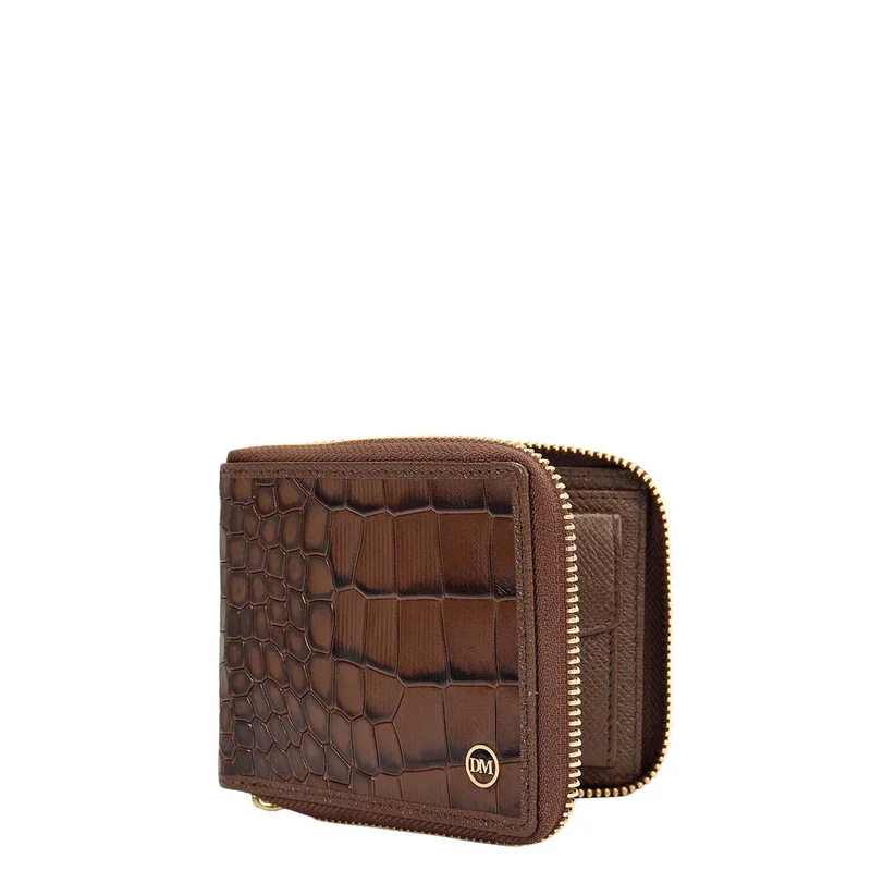 Da Milano Croco Leather Ladies Wallet - Walnut